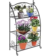 DOEWORKS Étagère de rangement à 3 étages en métal pour pot de fleurs Noir