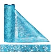 Chemin de table Anstore - En non-tissé - Bleu - Motif floral - 23 cm x 30 m - Pour mariage, etc.