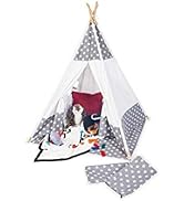 PINOLINO Tente Tipi pour enfants - Tente de jeu Jakara | Tente indienne avec fenêtre, tapis de sol & abri