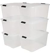 Iris Ohyama, Lot de 6 boîtes de rangement, 45 L, avec clips, empilable, salon, chambre, garage - ...