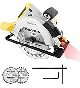 Enventor Scie circulaire 1200 W avec guide laser, scie circulaire à main pour couper le bois, 2 lames...