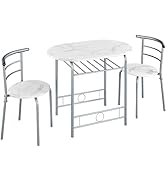 Yaheetech Ensemble Table de Salle à Manger Ronde avec 2 Chaises en Bois MDF et en Métal Ensemble ...