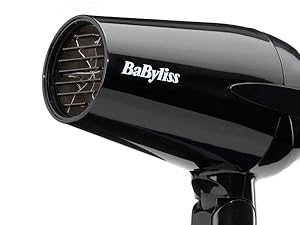 BaByliss, sèche-cheveux, Travel Dry 2000, 5344E, poigné pliable, compact, léger, noir, concentrateur