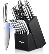 D.Perlla Couteaux de Cuisine, Set Couteau de Cuisine 16 Pièces en Acier Inoxydable, Bloc de Coute...