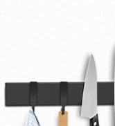 Dmore Barre magnétique couteau, 2. Generation Upgrade, avec 3 crochets, porte-couteaux magnétique de 40 cm, noir