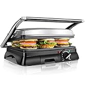Aigostar Gril viande et panini multifonction, 2000W, Appareil paninis,Plaques antiadhésives et ou...