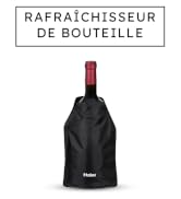 Le texte indique « RAFRAÎCHISSEUR DE BOUTEILLE ». Manchon ou enveloppe de refroidisseur de bouteilles noir sur fond blanc.