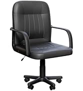 Vida Designs Morton Chaise de bureau en cuir réglable en hauteur avec accoudoirs et roulettes