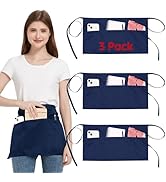 FunChaos 3 Pièces Tablier de Taille avec 3 Poches et Sangle Réglable, Imperméable Tabliers de Cui...