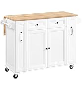 Yaheetech Desserte de Cuisine sur roulettes avec 2 Tiroirs 2 Rangements Coulissants Latéraux Îlot...