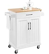 Yaheetech Desserte Cuisine à roulettes avec 1 Tiroir/Armoire avec Etagère Réglable/Porte Serviett...