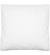 Un coussin blanc carré avec une surface lisse et des coins légèrement arrondis. L'oreiller semble dodu et uniformément rempli, ce qui suggère un coussin doux et offrant un bon soutien