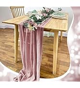 Anstore Chemin de table en étamine - Rose vintage - 80 x 300 cm - Lavable - Pour mariage