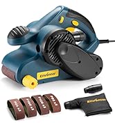 Enventor Ponceuse à bande 950 W, 6 vitesses 120-380 m/min, ponceuse électrique avec 12 bandes