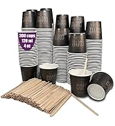 300 gobelets à café jetables 120 ml, gobelets jetables en carton avec agitateurs à café en bois. ...