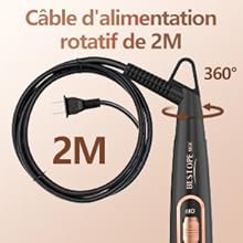 de 2 mètres avec capacité de rotation à 360 degrés, avec cordon noir et