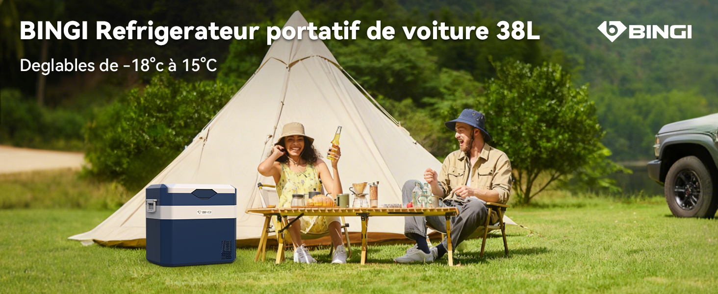BINGl Refrigerateur portatif de voiture 38L