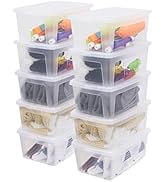 Iris Ohyama, Lot de 10 boîtes de rangement, 11 L, transparent, empilable, salon, chambre - Modula...