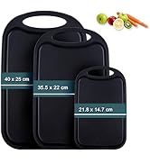 Hunnycook Planche à découper en plastique 3 pièces avec rainures de jus et poignées antidérapantes