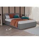Vida Designs Lisbon Lit ottoman en simili cuir Gris Lit double 140 cm Sans matelas