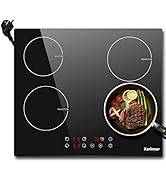 Plaque à Induction 4 Foyers avec Prise, Karinear 4 Feux Encastrable, Table de Cuisson avec Comman...