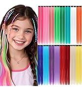 Extensions de cheveux colorés à clipser, 32 pièces, Multicolore