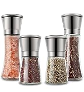 Hunnycook Lot de 4 moulins à poivre et à sel avec broyeur en céramique réglable