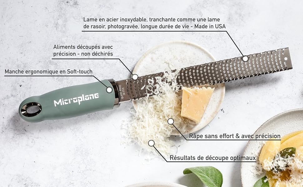 Microplane Râpe à zesteur pour Agrumes, Parmesan, Gingembre, Chocolat et Noix