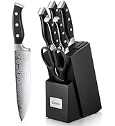 D.Perlla Couteaux de Cuisine, 7 pièces Set Couteau Cuisine avec Affûteur Intégré, Ensemble de Cou...