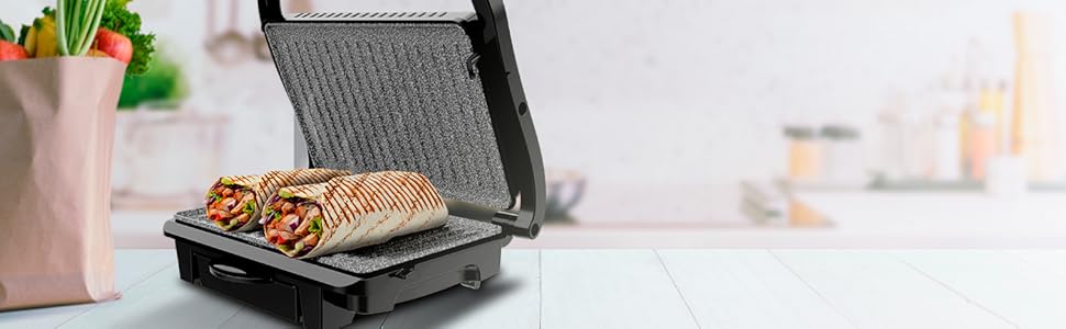 Grill électrique grill grill sandwich revêtement antiadhésif plaque adaptable 1000 W