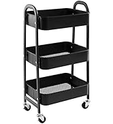 Chariot utilitaire en métal noir à trois niveaux et roues, offrant plusieurs angles de vision. Doté de deux poignées et d'une construction robuste pour un rangement mobile.