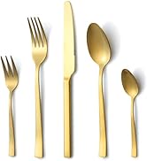 Hunnycook Lot de 30 couverts dorés en acier inoxydable pour 6 personnes Doré mat pour la maison