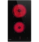 Table de cuisson Hermitlux Domino, plaque de cuisson électrique en vitrocéramique noire intégrée ...