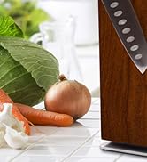 Dmore Bloc à couteaux magnétique rotatif à 360° sans couteau en bois d'acacia