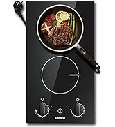 Plaque Induction 2 Feux avec Prise, Karinear Table de Cuisson Induction 2 Feux Encastrable, Plaqu...