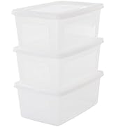 Iris Ohyama, Lot de 3 boîtes de rangement, 11 L, transparent, empilable, salon, chambre - Modular...