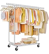 FAVOOSTY Portant à vêtements avec étagères,Portant à vêtements sur roulettes avec Double Tringle ...