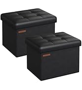 SONGMICS Petits Tabourets de Rangement Pliables, Lot de 2, Repose-Pieds, Poufs, PU, 31 x 41 x 31 ...
