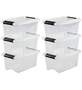Iris Ohyama, Lot de 6 boîtes de rangement, 5 L, avec clips, empilable, salon, chambre, garage - N...