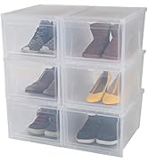 Iris Ohyama, Lot 6 boîtes à chaussures, rangement, Couvercle rabattable, transparent, empilable, ...