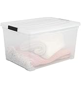 Iris Ohyama, Boîte de rangement, Boîte en plastique, 50 L, avec clips, empilable, chambre, garage...