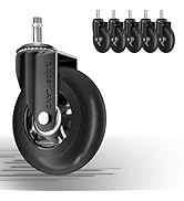 Série de roulettes ou de rouleaux pour meubles en plastique noir présentés sous plusieurs angles, présentant un design incurvé et des supports de montage.