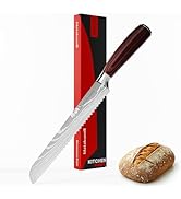 Matakumi Couteau à pain 20 cm Lame dentelée - Couteau de cuisine extra affûté en acier in...