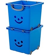 Iris Ohyama, Lot de 2 bacs de rangement, 25 L, avec roues et poignées, chambre, salle de jeu - Ki...