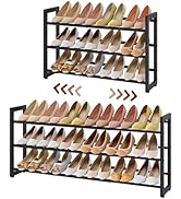FAVOOSTY Étagère à Chaussures Extensible à 3 Niveaux, Rangement Ajustable pour Chaussures, en Mét...