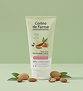 Collection de produits de soin de la peau présentée sur fond vert clair, comprenant des contenants de crème à base d'amande avec des ingrédients naturels et un design d'emballage minimaliste.