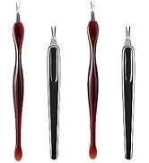 Quatre paires identiques d'ustensiles de cuisine allongés présentés en alternance de couleurs bordeaux et noires. Chaque ustensile ressemble à une râpe ou à un ustensile de cuisine muni d'embouts métalliques.