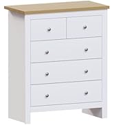 Vida Designs Arlington Commode 3 + 2 tiroirs de rangement moderne pour chambre à coucher (blanc)