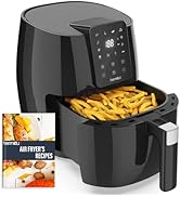 Hermitlux Friteuse sans chaud 5,5L XXL, 10 programmes Airfryer avec écran tactile LED numérique, ...