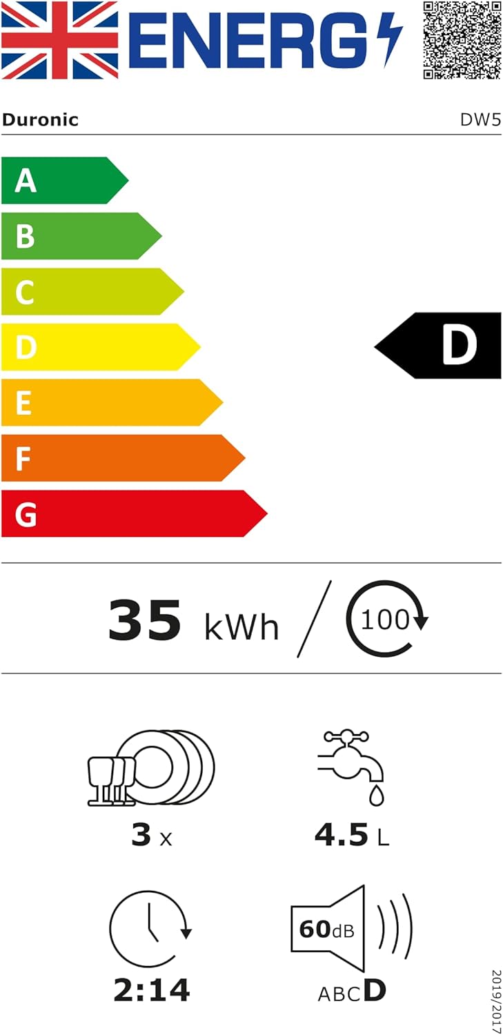 Duronic - DW5 WE - compact, 950W, 7 programmes, séchage efficace